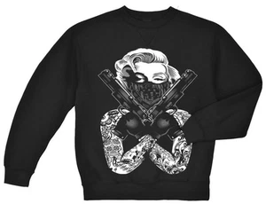 Marilyn Monroe Sweatshirt Pullover Sweat Shirt Gangster Guns Tattoos Urban Design - Bild 1 von 1