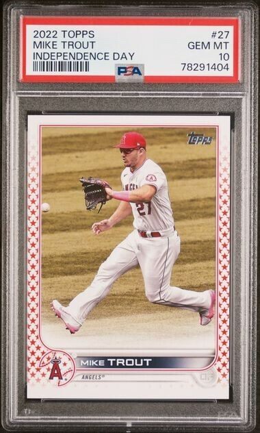 2022 Topps Series 1 Mike Trout #27 Independence Day /76 PSA 10 Gem Pop 2
