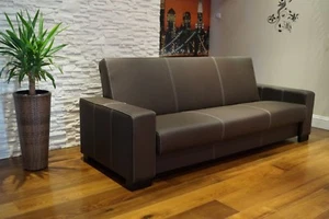 Echtleder Sofa Couch mit Schlaffunktion und Bettkasten Echt Leder Rindsleder - Bild 1 von 10