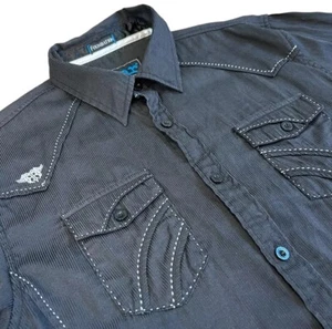 Roar Foundation Signature Mens Long Sleeve Black Button Up Shirt Medium - Picture 1 of 9