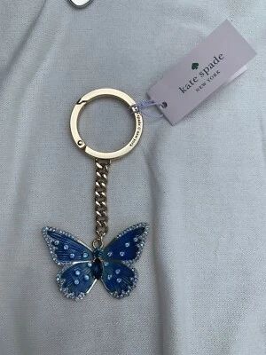 Llavero Kate Spade Llavero Azul Mariposa y Tono Dorado Nuevo con Etiquetas Último Foto 1 de 4