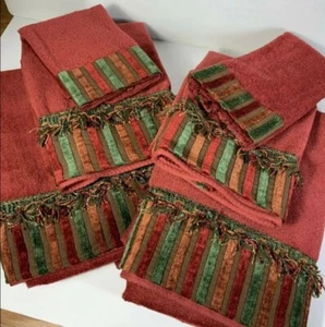Avanti Towels 2 Bath 2 Hand 2 Wash Cloth Embellished Fringe Linen Set READ - Picture 1 of 10