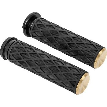 ARLEN NESS 500-006 Brass Diamond Hand Grips for Harley Cable Op Throttle - Image 1 of 1