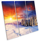Sunset Ski Resort Mountain Treble Canvas Wall Art Square Print Picture