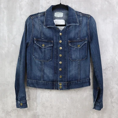 Current Elliott Denim Jacket Women’s Size 1 Blue The Snap Jacket Loved - Image 1 of 4