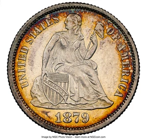 1879 NGC MS61PL Prooflike 14,000 Minted -- Lowest 1875-Today 10C 🔴✅ Seated Dime - Picture 1 of 4