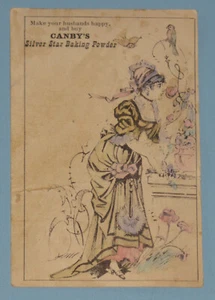 CARTA COMMERCIALE VITTORIANA PUBBLICITARIA VINTAGE CANBY STELLA ARGENTO LIEVITO DONNA MOGLIE - Foto 1 di 3