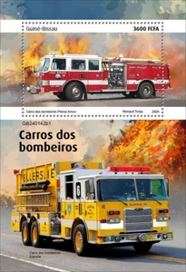 Fire Engines Fire Trucks MNH Stamps 2024 Guinea-Bissau S/S - Picture 1 of 1