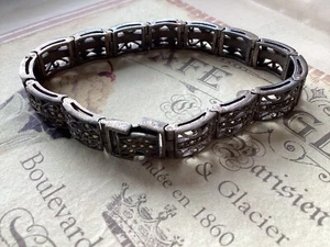 Antikes Makasitarmband Silber 825, Länge 19 cm mit Steinbesatz, funkelt ,stabil - Bild 1 von 9