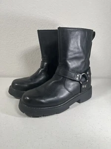 HARLEY DAVIDSON SIDE STREET BLACK LEATHER SIDE ZIP MOTO BOOTS #91080 MEN'S 7.5 - Picture 1 of 22
