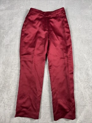 Nicole Miller Collection Pants Red Silk Y2K 90s Lightweight Zip Size 2 - Image 1 of 4
