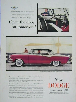 1955 Dodge Custom Royal Lancer Vintage Dramatic 3 Tone Original Print Ad 9 x 11" - Image 1 of 4