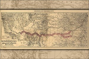 Poster, Many Sizes; Atlantic & Pacific Railroad Map; Transcontinental Railroad C