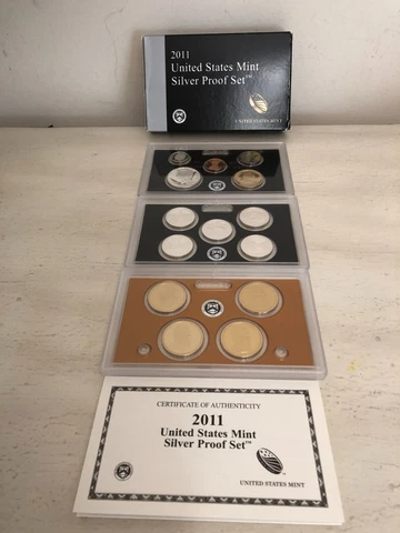 2011 S United States Mint 90% Silver Proof Set w/Box & COA 14 Coins Cover