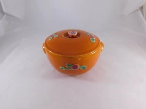 Vintage Coors Pottery Rosebud Covered Casserole Dish Orange - Picture 1 of 6