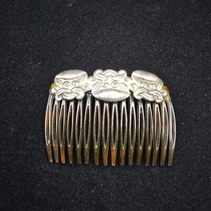 vintage Sterling Silver and Tortoise colored hair comb made in France - Picture 1 of 7