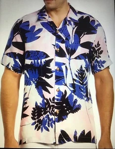 PERRY ELLIS MEN’S LEAF PRINT SHORT SLEEVE BUTTON-DOWN SHIRT Sz XL 100% COTTON. - Picture 1 of 12