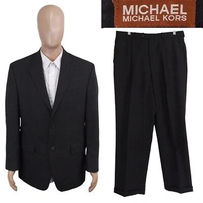 Michael Kors Two Piece Brown Glen Plaid Red Check Wool Sharkskin Suit 40R 34X30 - Image 1 of 4