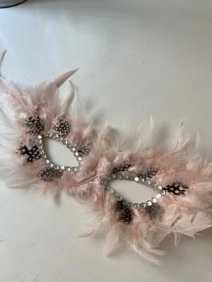 Maske neu rosa Federn strass - Bild 1 von 3