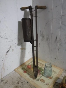 Antique Wooden Hand Corn Seed Planter Wood Handle Old Farm Tool - Picture 1 of 2