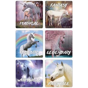 Unicorn Stickers x 6 - Birthday Party Favours Loot Ideas Unicorn Party Stickers - Picture 1 of 9