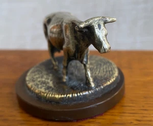 Antiguo remate de plato de mantequilla figurativo vaca lechera bronce fundido georgiano c1810 - Imagen 1 de 15