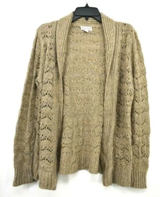 Cárdigan Studio Works Petite para mujer marrón tejido con cable frente abierto suéter PL Foto 1 de 4