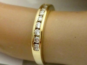 SOLID 10K GOLD ETERNITY RING NATURAL DIAMONDS WEDDING ETERNITY RING SIZE 7 - Picture 1 of 5