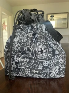 Thirty One Cinch It Up Thermotasche Brotzeittasche schwarz grau Blumen Paisley - Bild 1 von 5