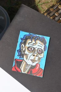 ACEO Original MJ Thriller Horror Pop Original kein Print Mischtechnik - Bild 1 von 3