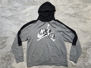 Nike Air Jordan Jumpman Hoodie Pullover Gray Mens Sz M Spellout Fleece Cotton - Picture 1 of 9