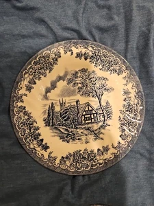 "The Brook" blau weiß Keramik Brotteller Churchill Staffordshire England 6,75" - Bild 1 von 5