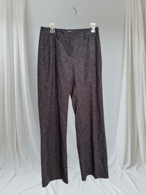 Classic Speckled Black Tweed Straight Leg Wool Pants Woven Size 8 - Image 1 of 4