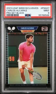 2023 Leaf Pro Set Metal Carlos Alcaraz Tennis Black /49 PSA 9 Mint PSG-27 - Bild 1 von 2