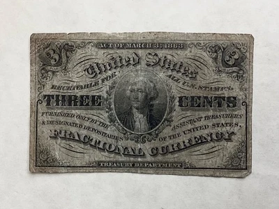 ~FR 1226  - THREE 3 CENTS FRACTIONAL CURRENCY NOTE - Image 1 of 2