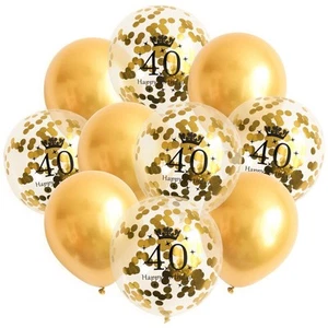 40. Geburtstag Set Luftballons Gold Konfetti Metallic Happy-Birthday Ballon Deko - Bild 1 von 1