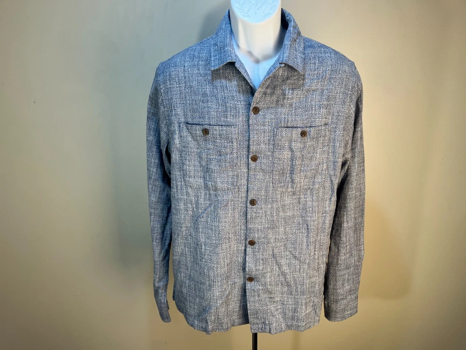 Line of Trade Hombre Camisa Azul jaspeado Manga Larga Mediana M Usada en Excelente Condición Foto 1 de 4