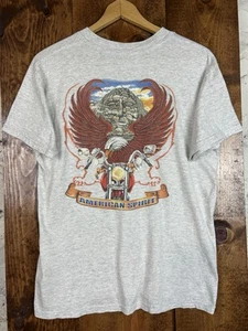 Vintage Y2K American Spirit Mens Medium Shirt Eagle Biker Motorcycle Stone Face - Bild 1 von 8