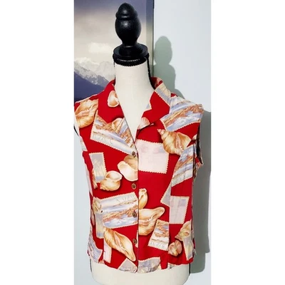 Топ безрукавка Caribben Joe размер Petite средний на пуговицах пляжный для заднего двора барбекю круиз - Изображение 1 из 4