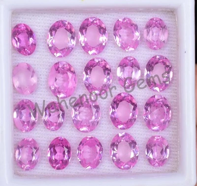20 Pcs Natural MOGOK Pink Ruby 7.10 mm Oval Certified AAA+ Loose Gemstone - Image 1 of 4