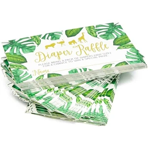 60x Baby Shower Diaper Raffle Tickets Lottery Insert Cards Boys Girls Jungle - Picture 1 of 5