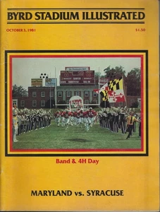 1981 Syracuse Orange @ Maryland Terrapins Byrd Stadium Game Program - Picture 1 of 3