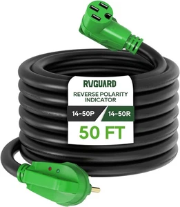 Cable de extensión RVGUARD 50 amperios 50 pies RV/EV 14-50P a 14-50R 6 AWG/3+8 AWG/1 - Imagen 1 de 7