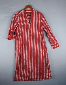 ZARA Woman Premium Denim Collection rot weiß gestreift Kleid Falten Style Stoff - Bild 1 von 13