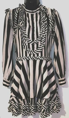 Stunning Zara Black & White Striped Dress Limited Edition Cotton&Silk XS/8 BNWT - Image 1 of 4
