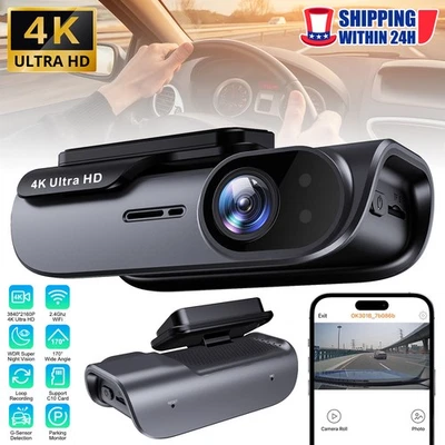 GPS HD 4K Dash Cam Wireless WiFi Front Car DVR Camera Video Recorder G-Sensor-UK - Image 1 of 4
