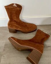 Hughez Brown Suede Mid Calf Chunky Platform Boots Women’s Size 10