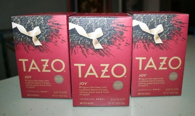 Tazo Joy Tea Black mistura sazonal 20 ct uso até 21 de junho de 2026 - 3 caixas NOVO - Imagem 1 de 4