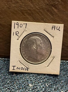 SELTENE ALTE SILBERMÜNZE 0,917 BRITISCH INDIEN EINE RUPIE 1907 SEHR SCHÖNE QUALITÄT S41 - Bild 1 von 2