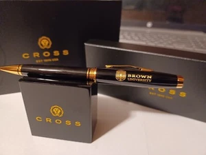 BRAUN UNIVERSITY CROSS SCHWARZ 23KT GOLD KUGELSCHREIBER $120 STUDENT COLLEGE GESCHENK - Bild 1 von 8